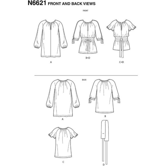 New Look Sewing Pattern 6621 10088 Misses Top Tunic Size 8-20 - Picture 3 of 3